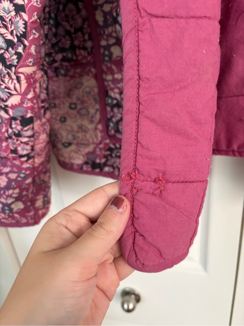 Free People Chloe Print Jacket - Pink Quilted Jacket - XL - Picture 5 of 5
